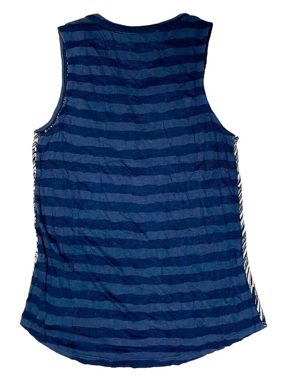 Mixed Print Henley Tank Top Blue Cream Sleeveless Lucky Brand M - Picture 2 of 8